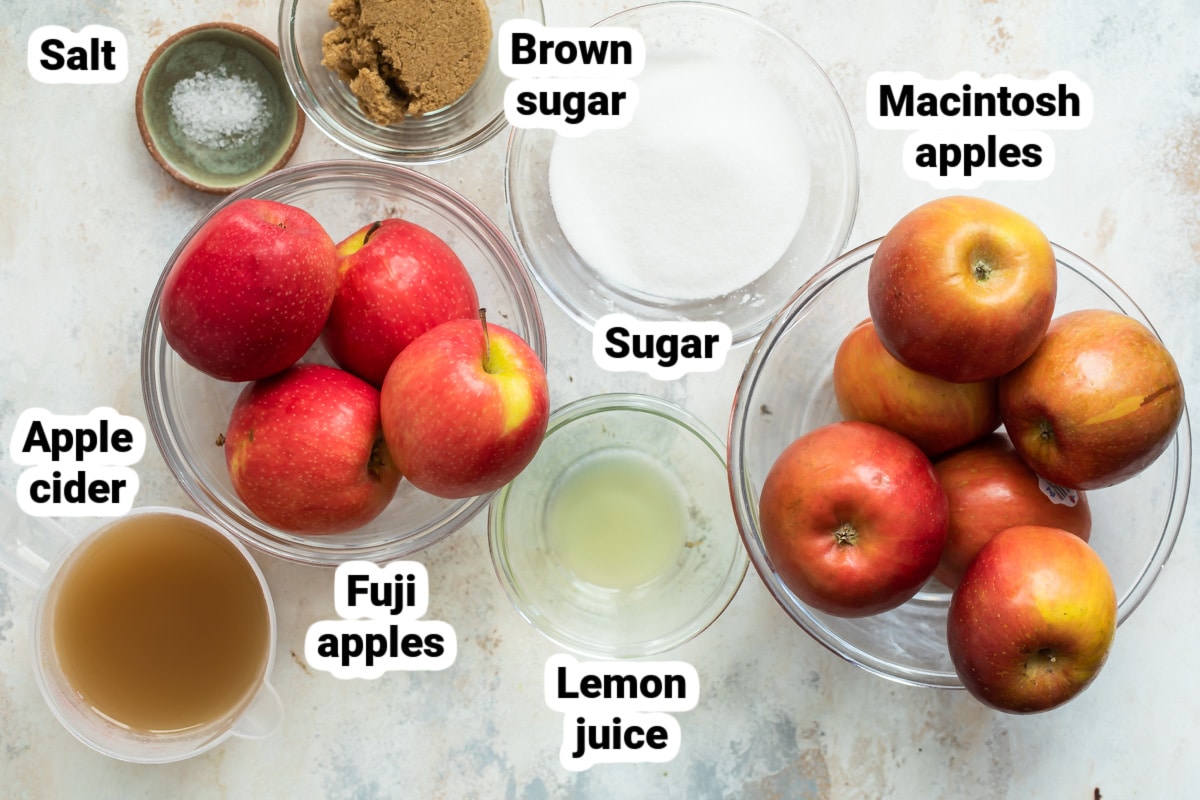 Labeled ingredients for apple butter.