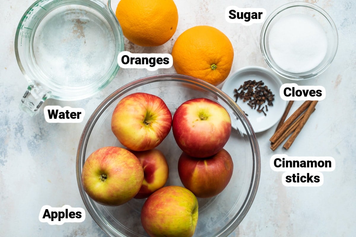 Labeled ingredients for apple cider.
