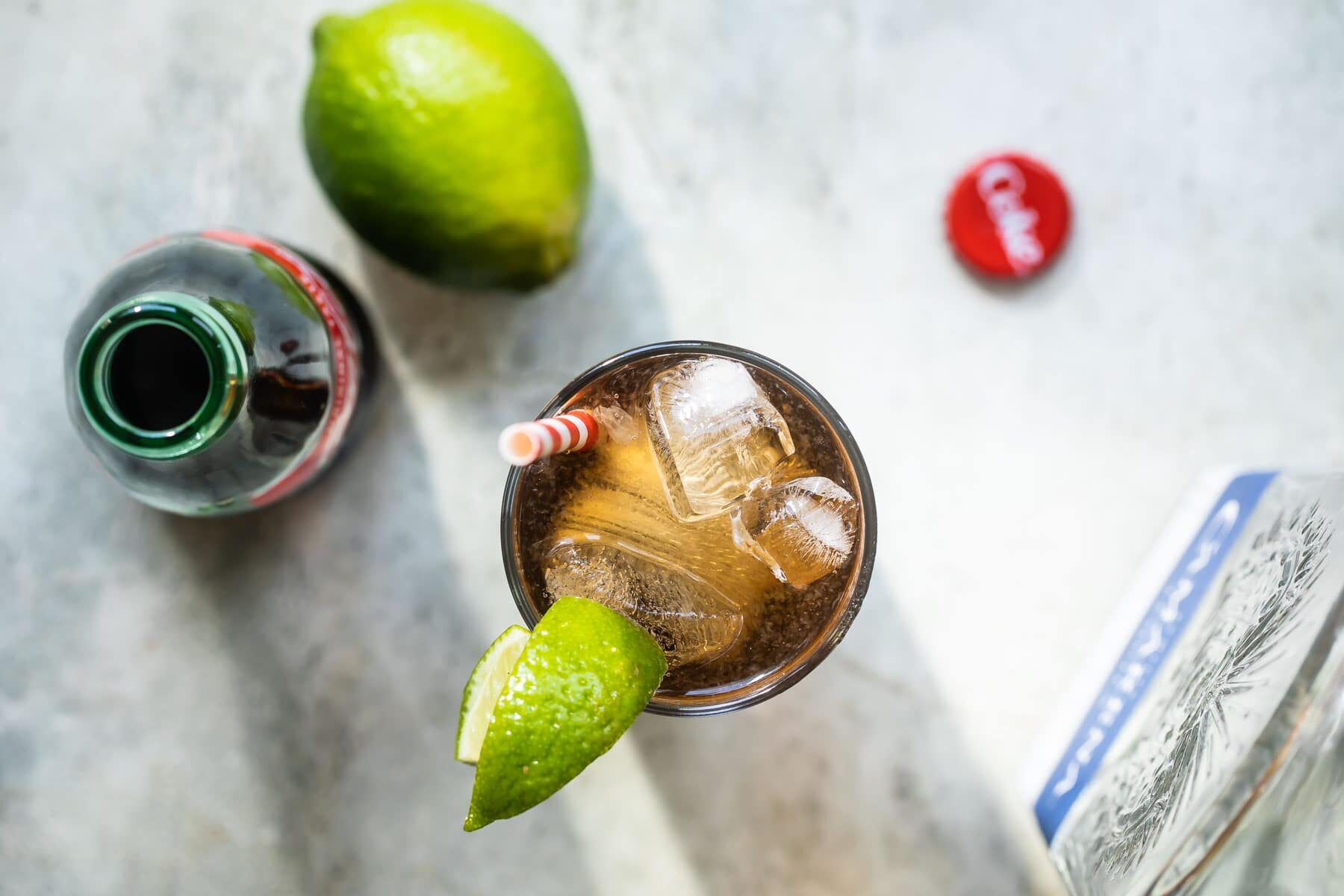 A Charro Negro cocktail in a highball glass.