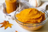 Fresh pumpkin puree in a bowl.