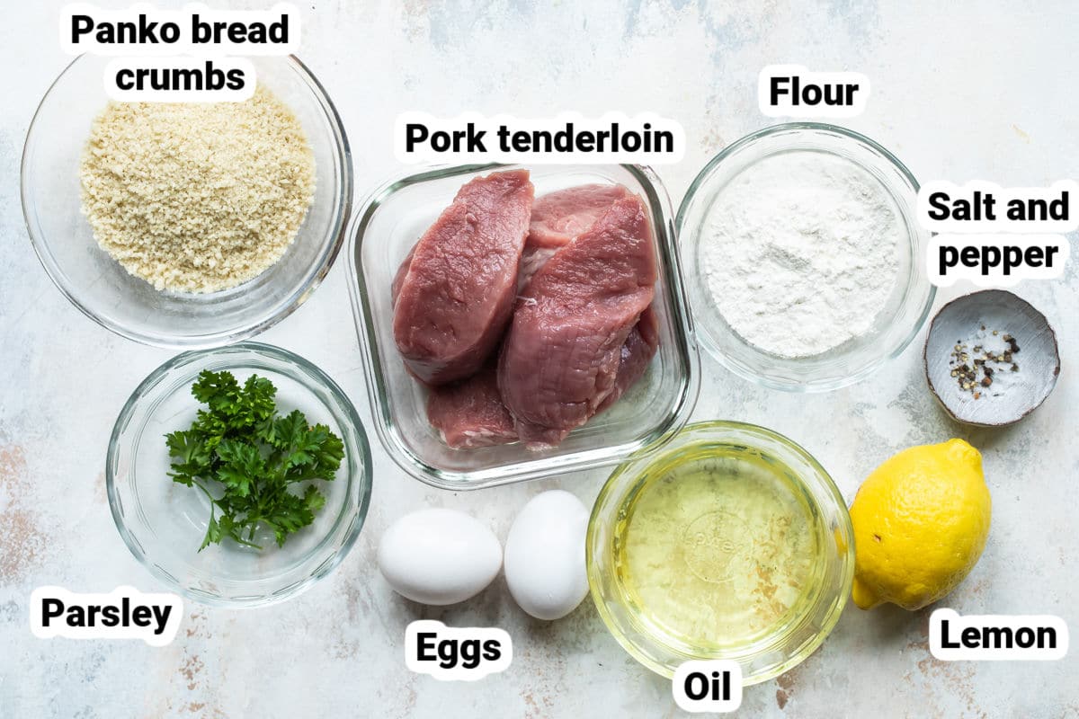 Labeled Pork Schnitzel ingredients.