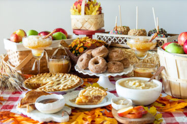 A table filled with apple-based recipes to inspire your fall apple picking harvest.