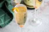 A champagne cocktail in a champagne flute.