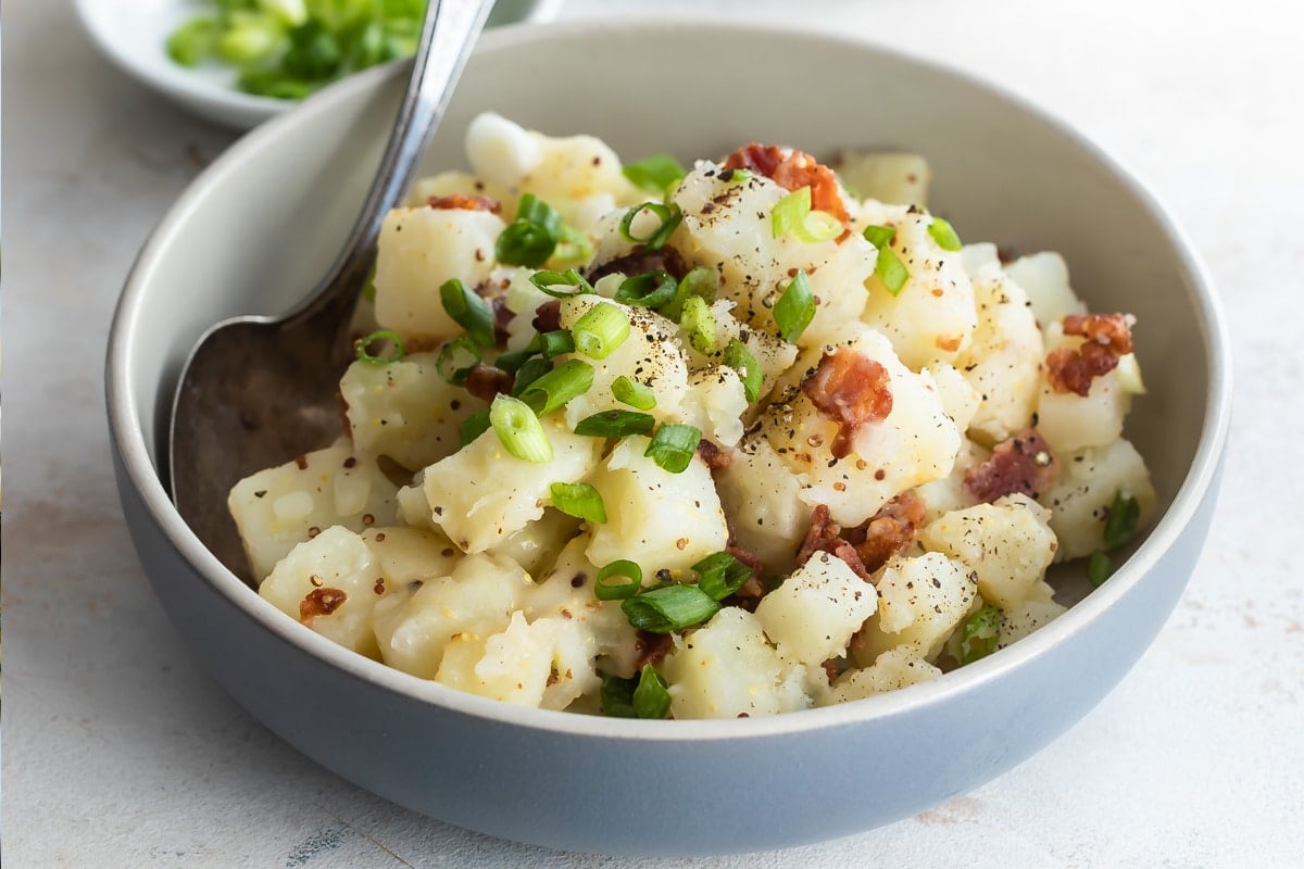 A bowl of German potato salad.