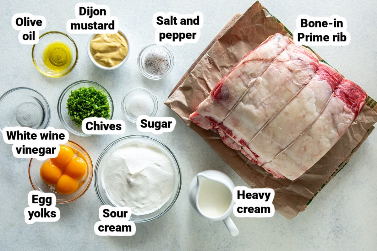 Labeled prime rib ingredients.