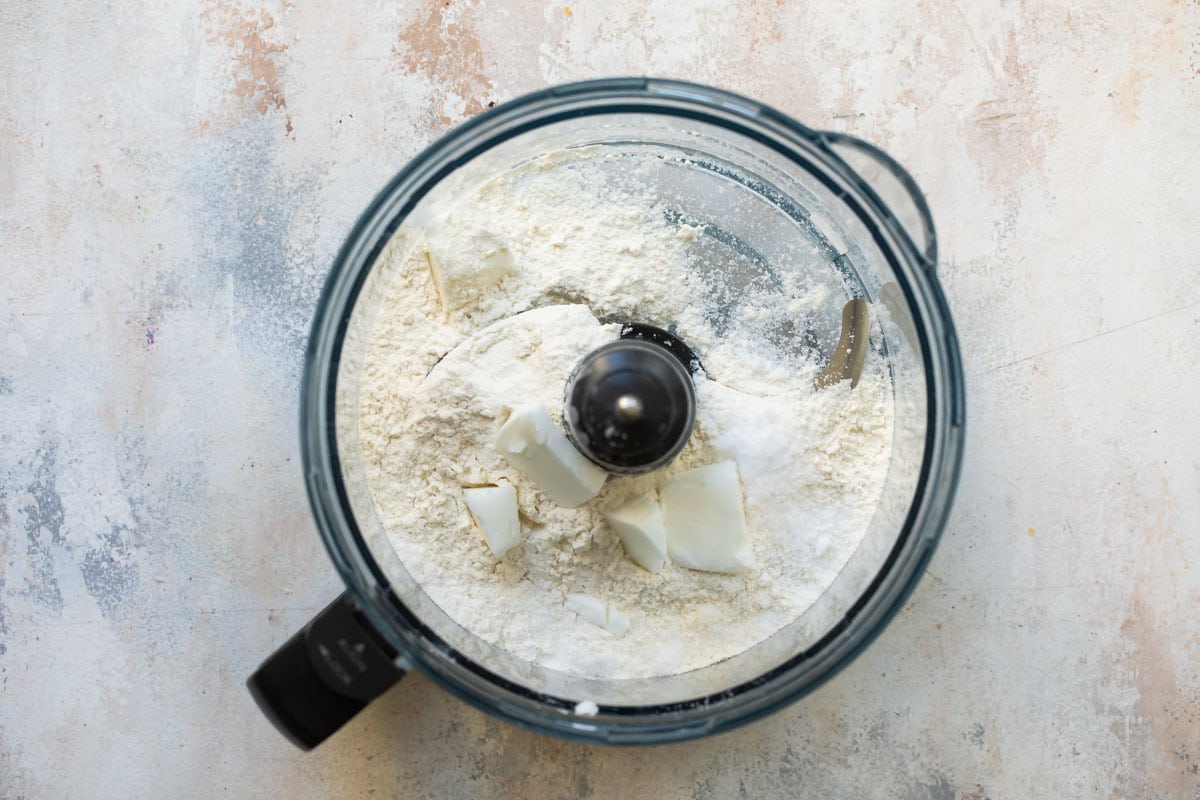 Making pie dough in a food processor.