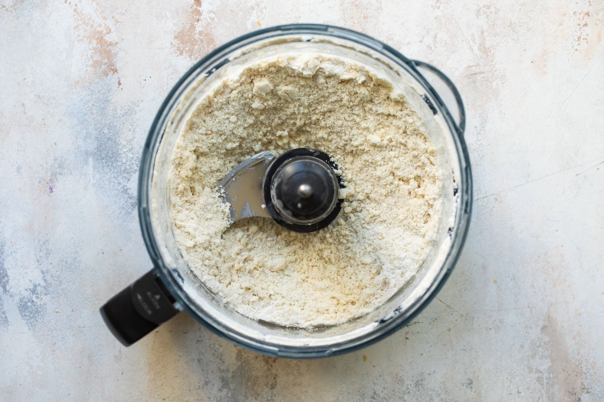 Making pie dough in a food processor.