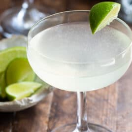 A daiquiri on a wooden background.