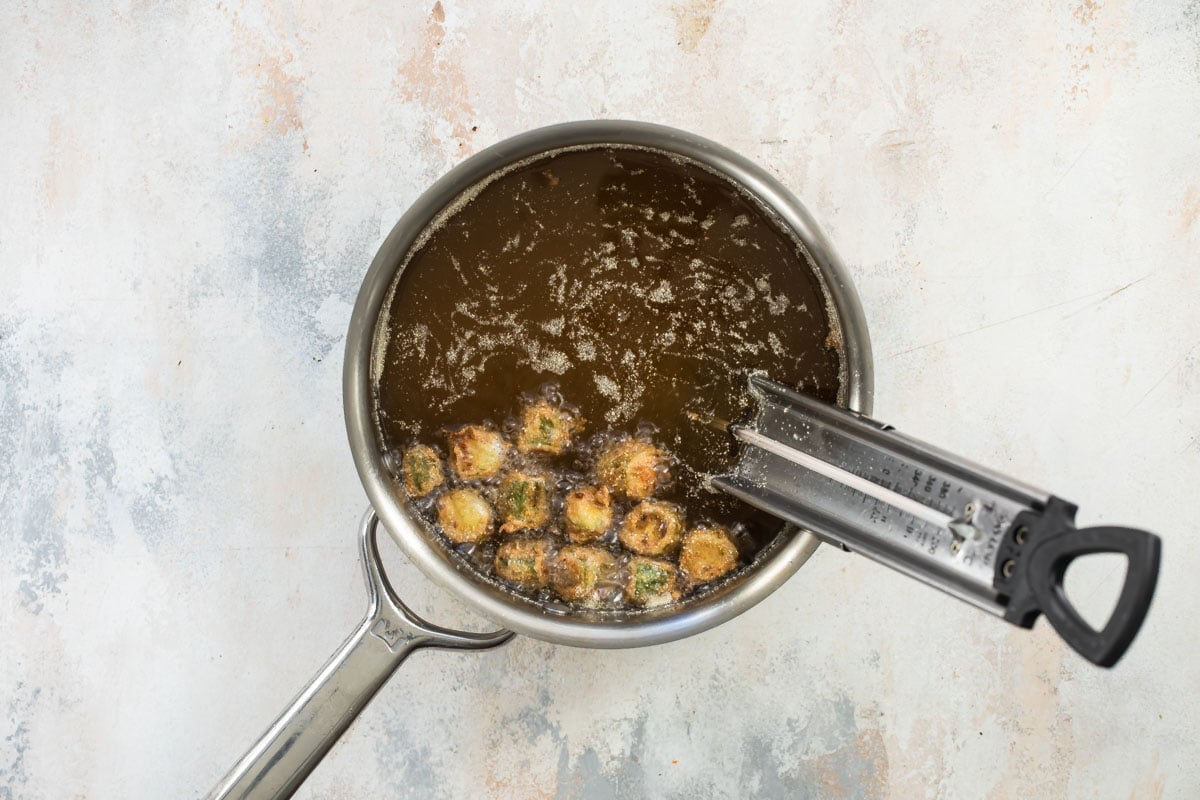Okra being deep fried.