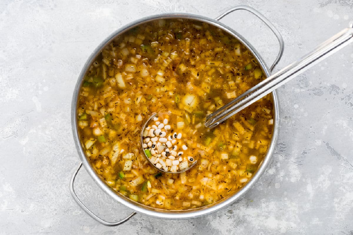 Hoppin' john in a skillet.