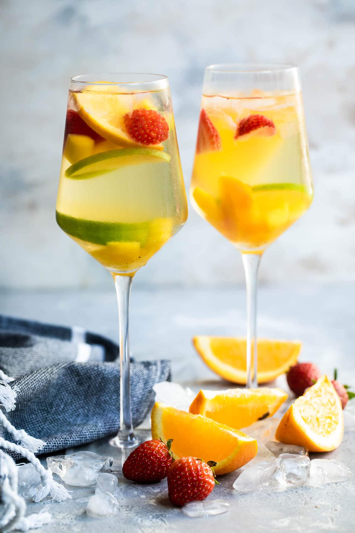 White Sangria in two glasses.