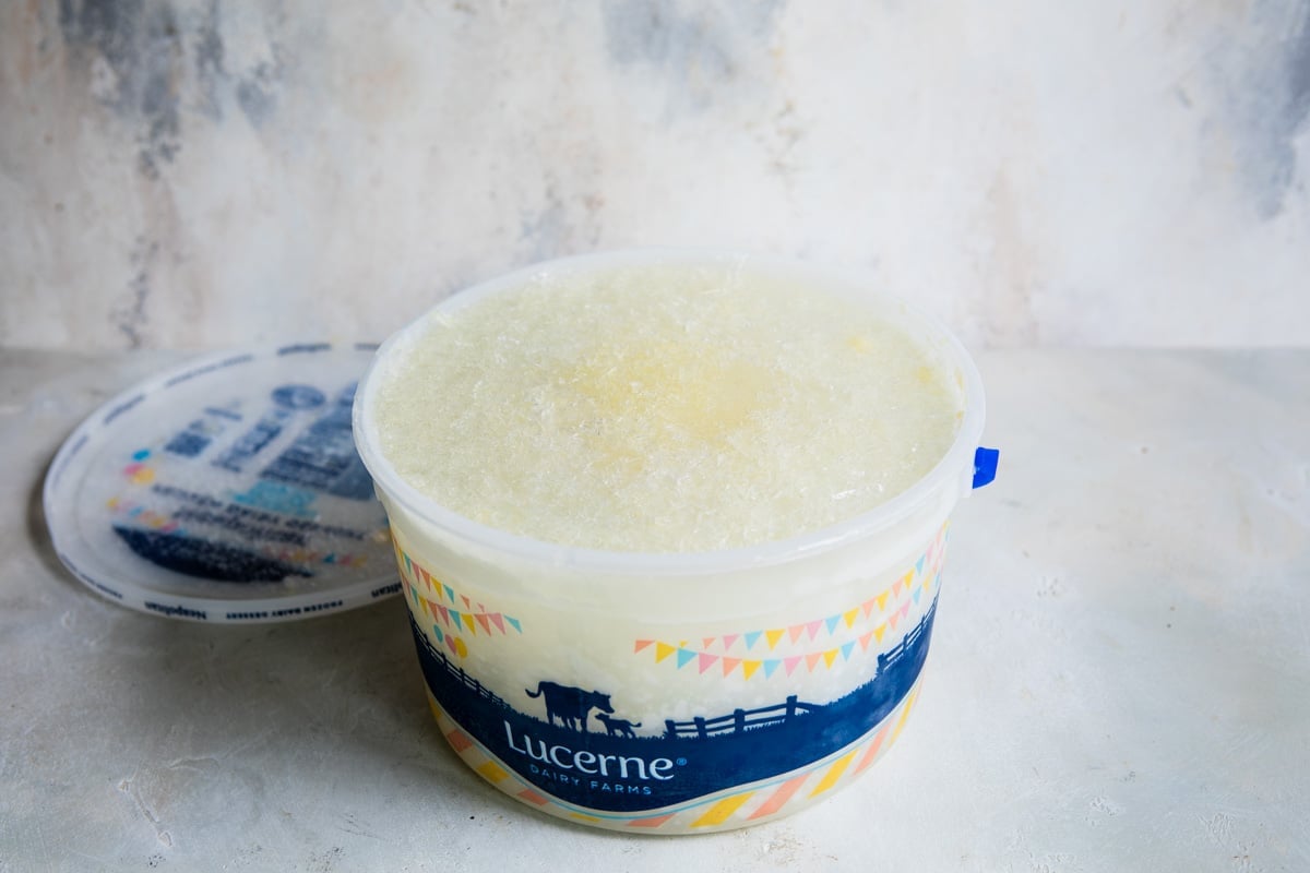 An ice cream pail full of Margarita Slush.