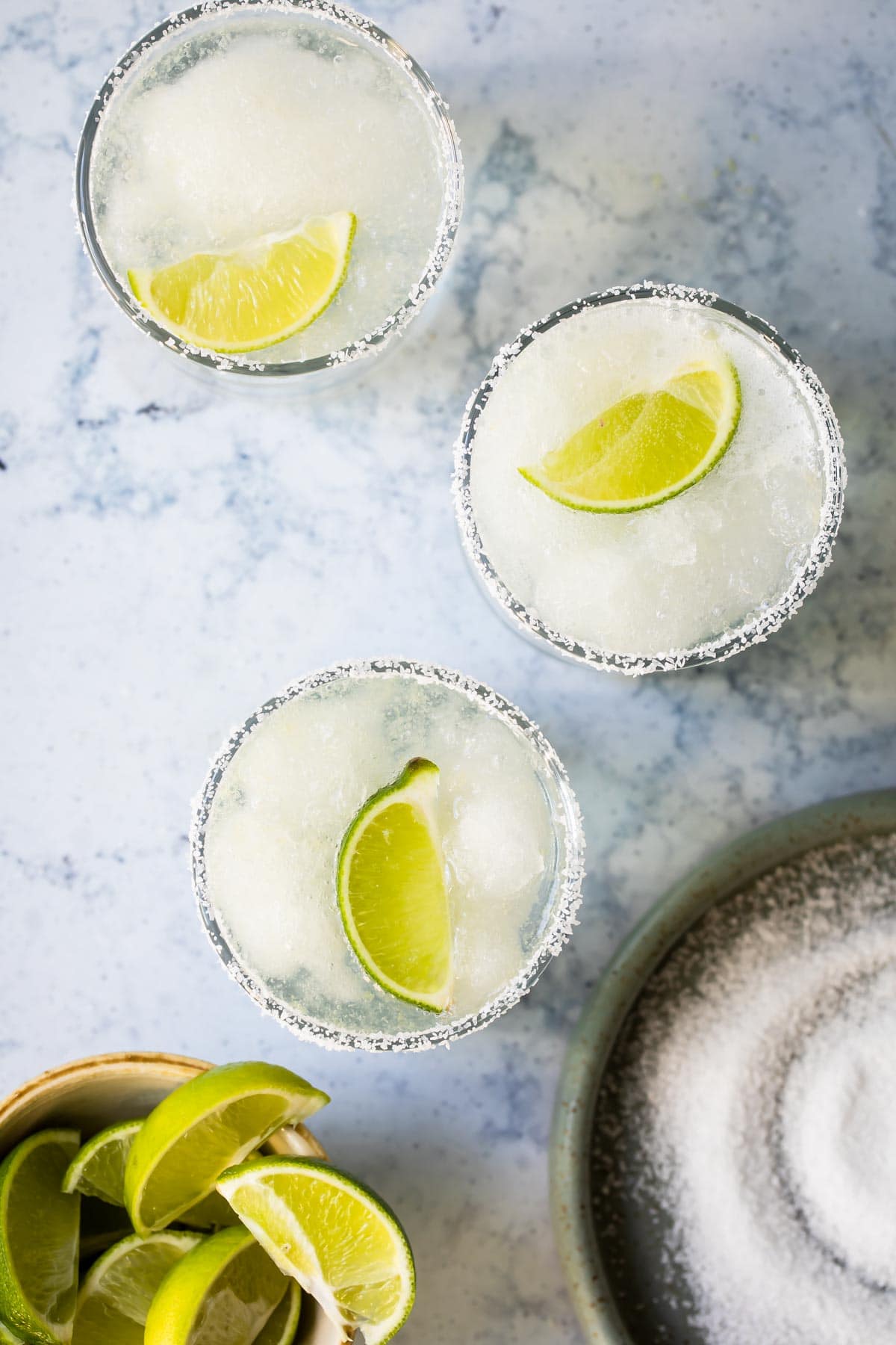 Glasses of margarita slush.