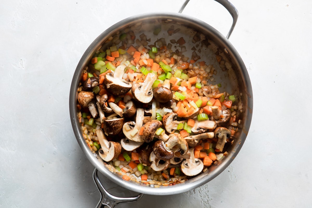 Vegetables for slow cooker beef barley soup.