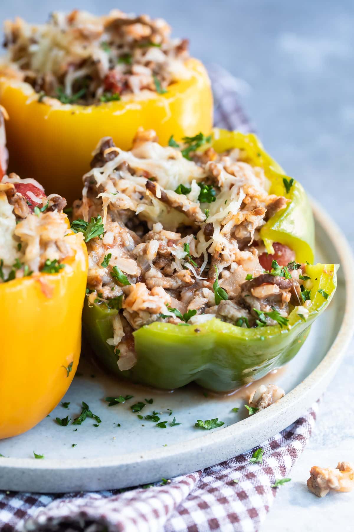 A platter of stuffed peppers.
