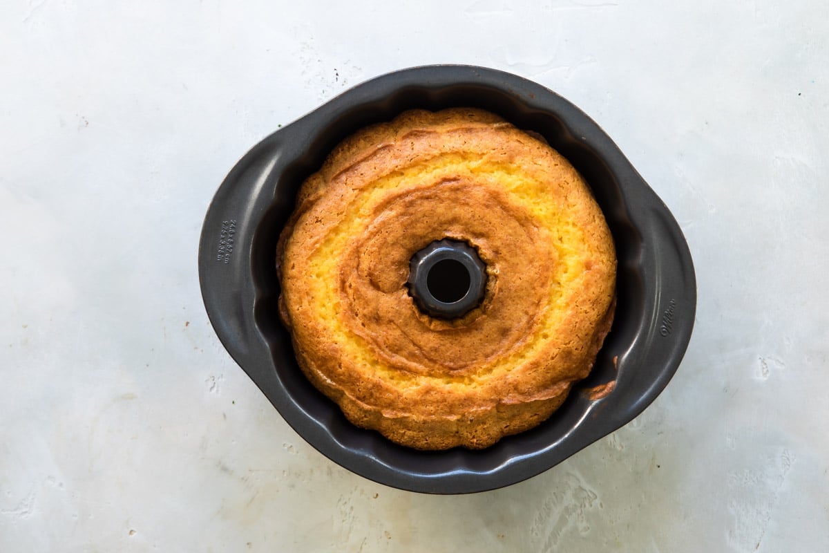 7 Up cake in bundt cake pan.