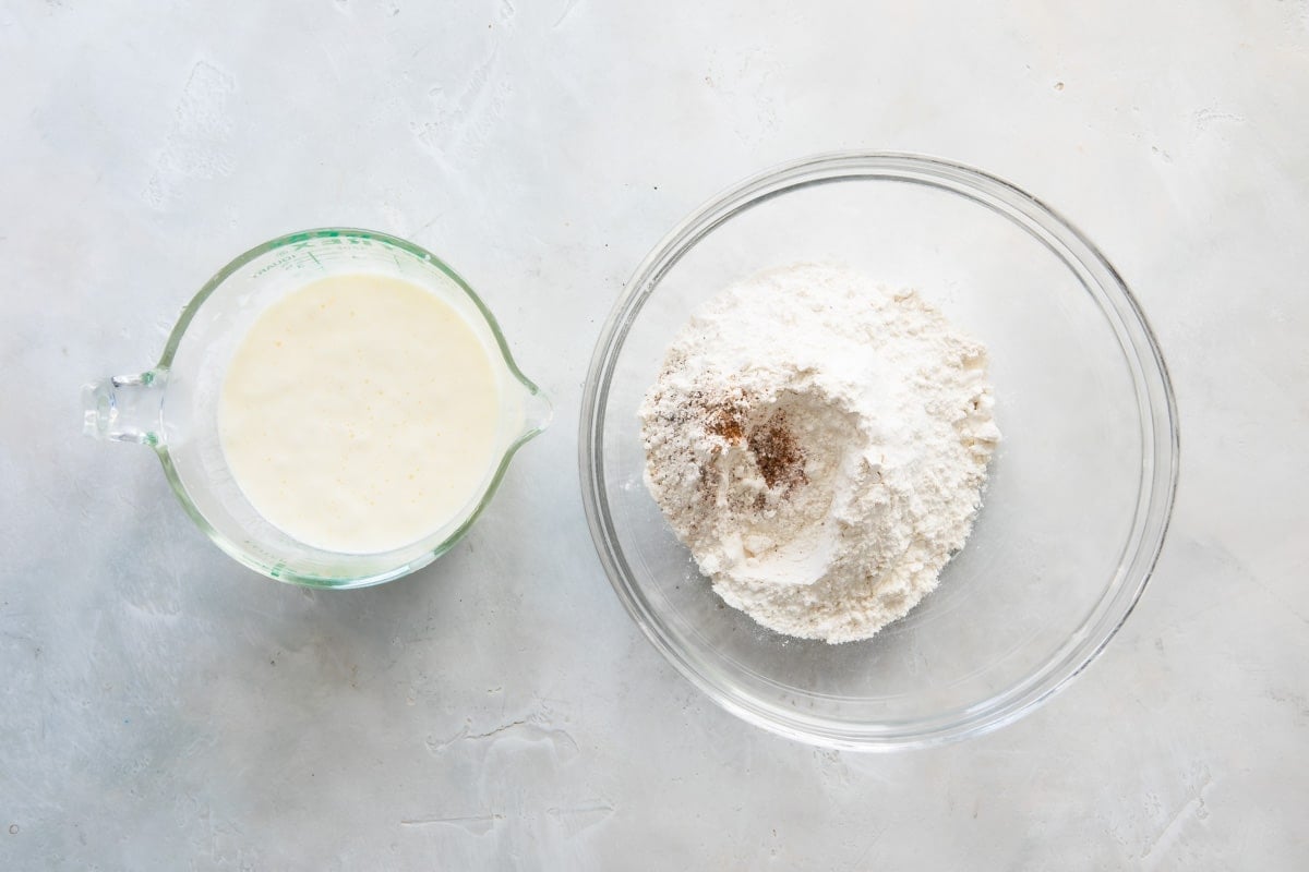 Ingredients for breading country fried steak.