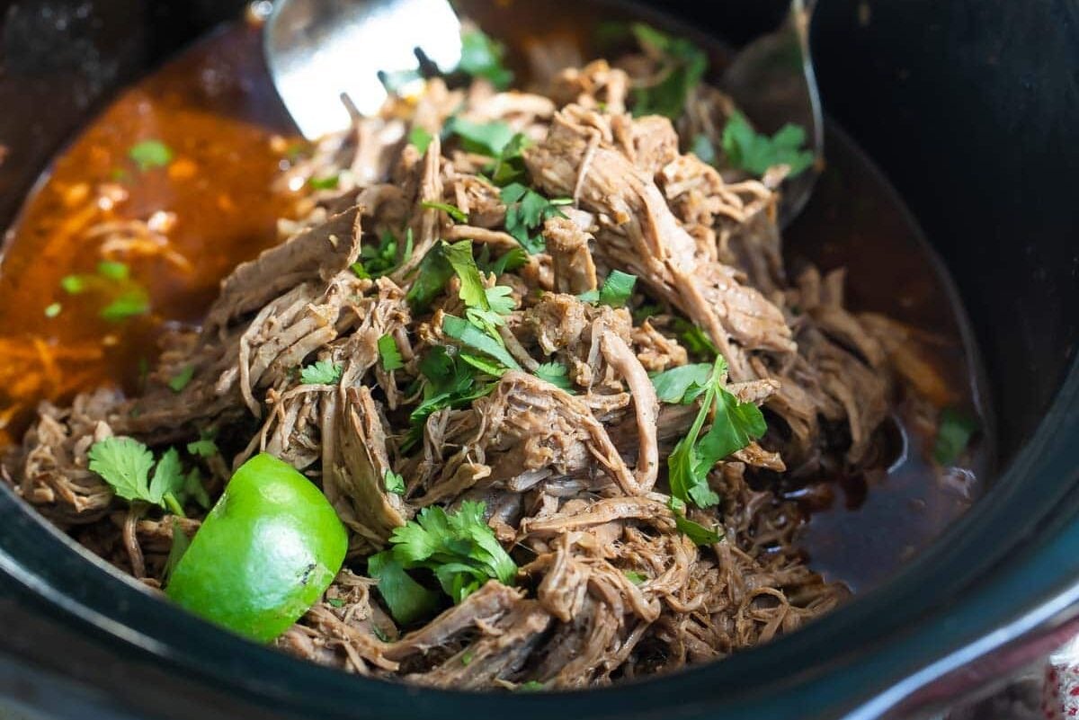 Chipotle copycat Barbacoa beef in a slow cooker.