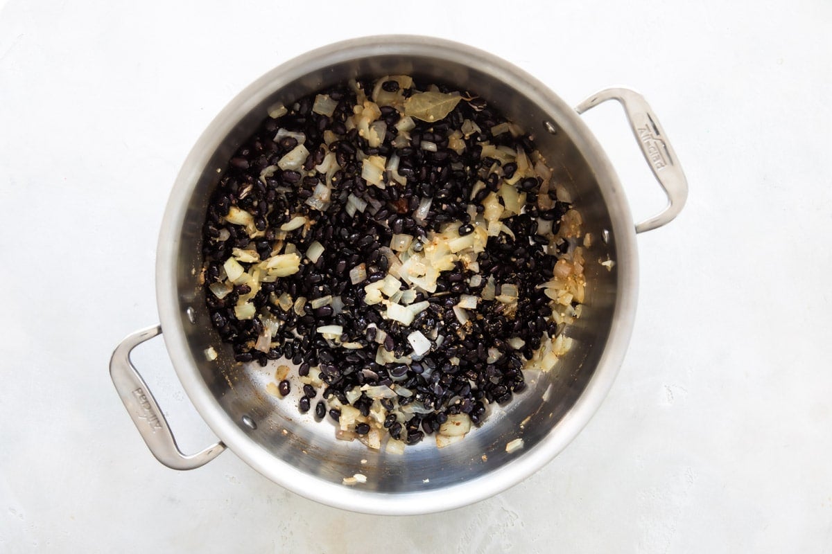 A pot of Chipotle copycat black beans.