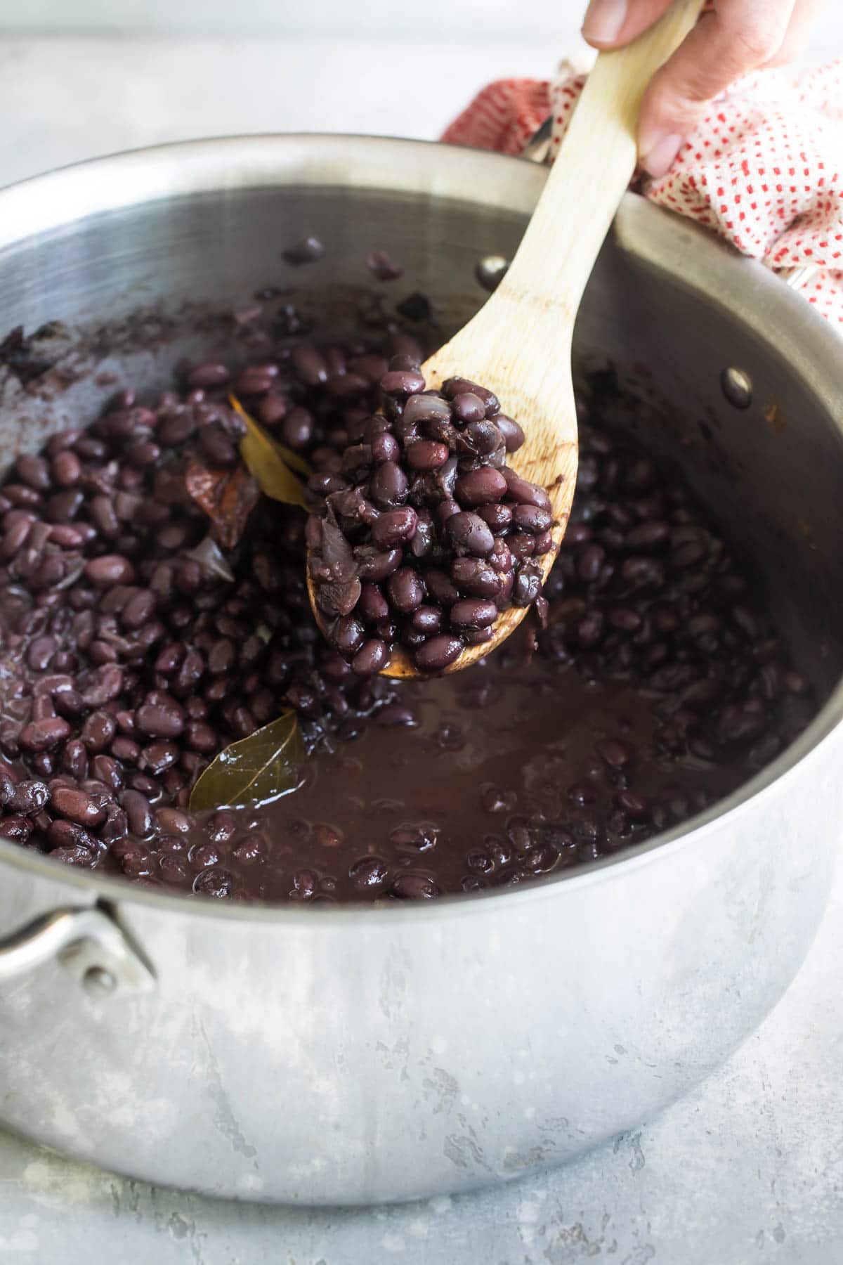 A pot of Chipotle copycat black beans.