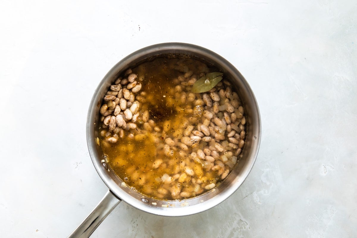 A large pot of Chipotle copycat pinto beans.