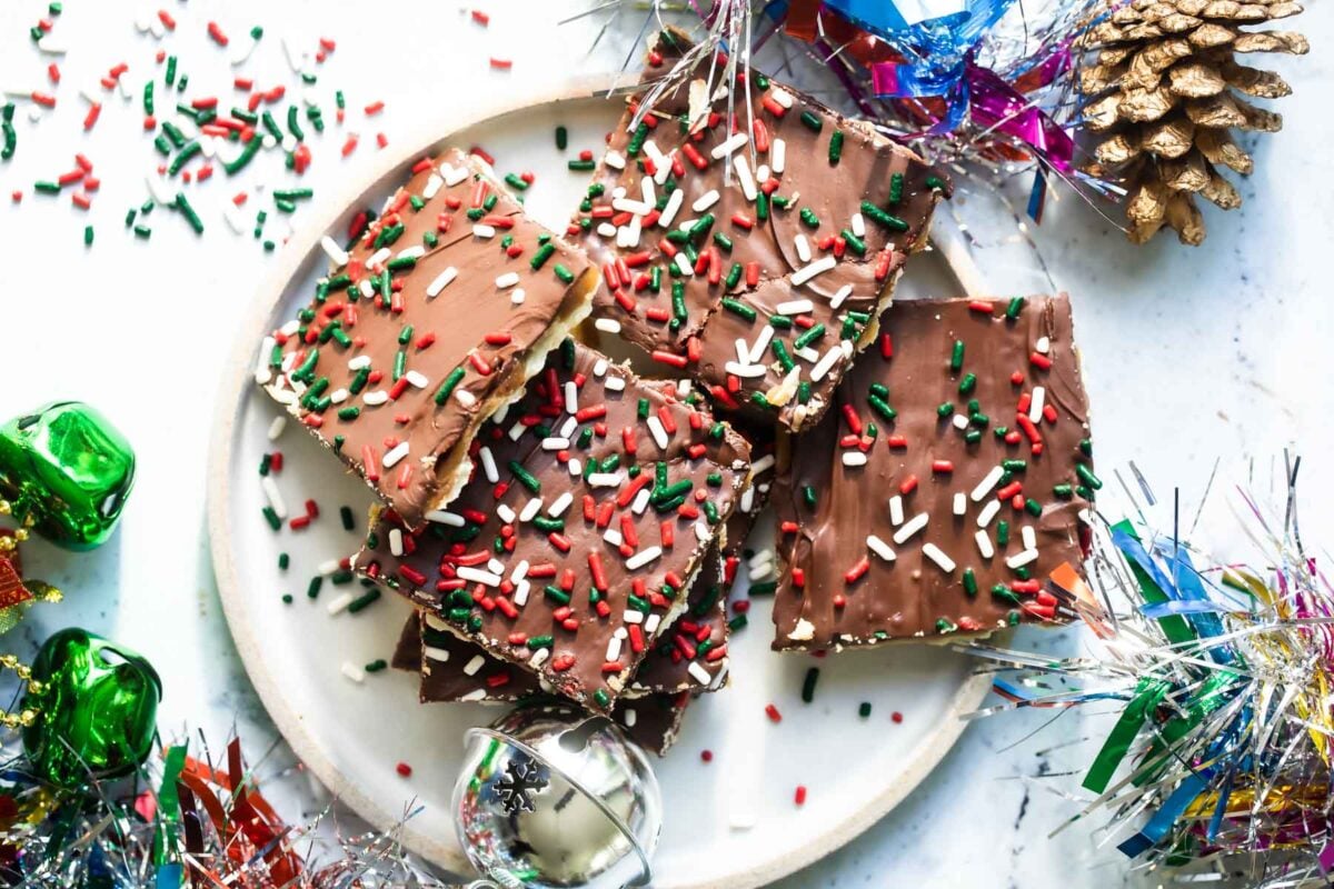 Christmas Crack on a gray plate.
