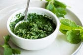 Cilantro Mint Sauce in a white bowl.
