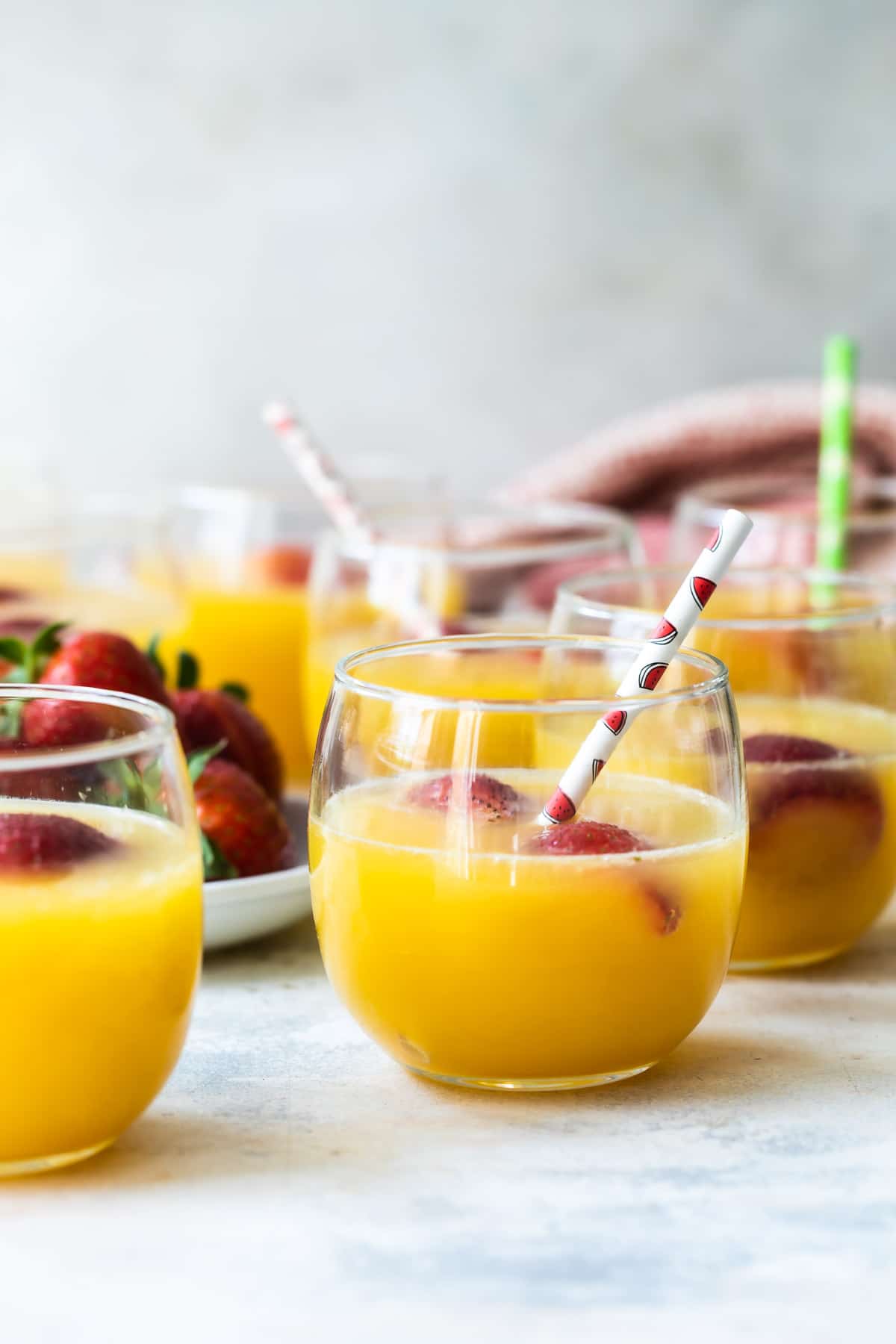 Glasses of fruit punch.