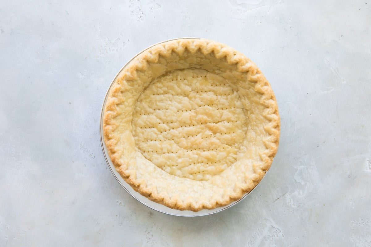 A baked pie crust.