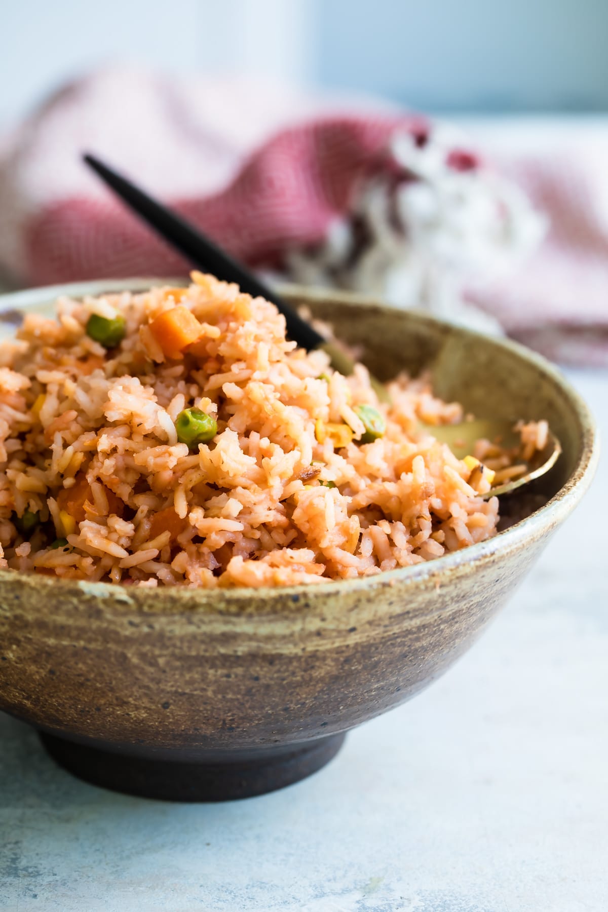 A bowl of Spanish rice.