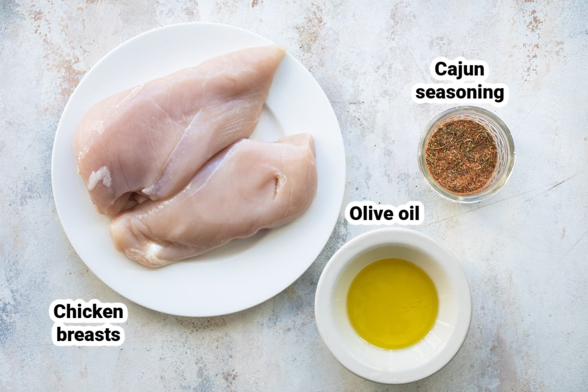 Labeled ingredients for blackened chicken.