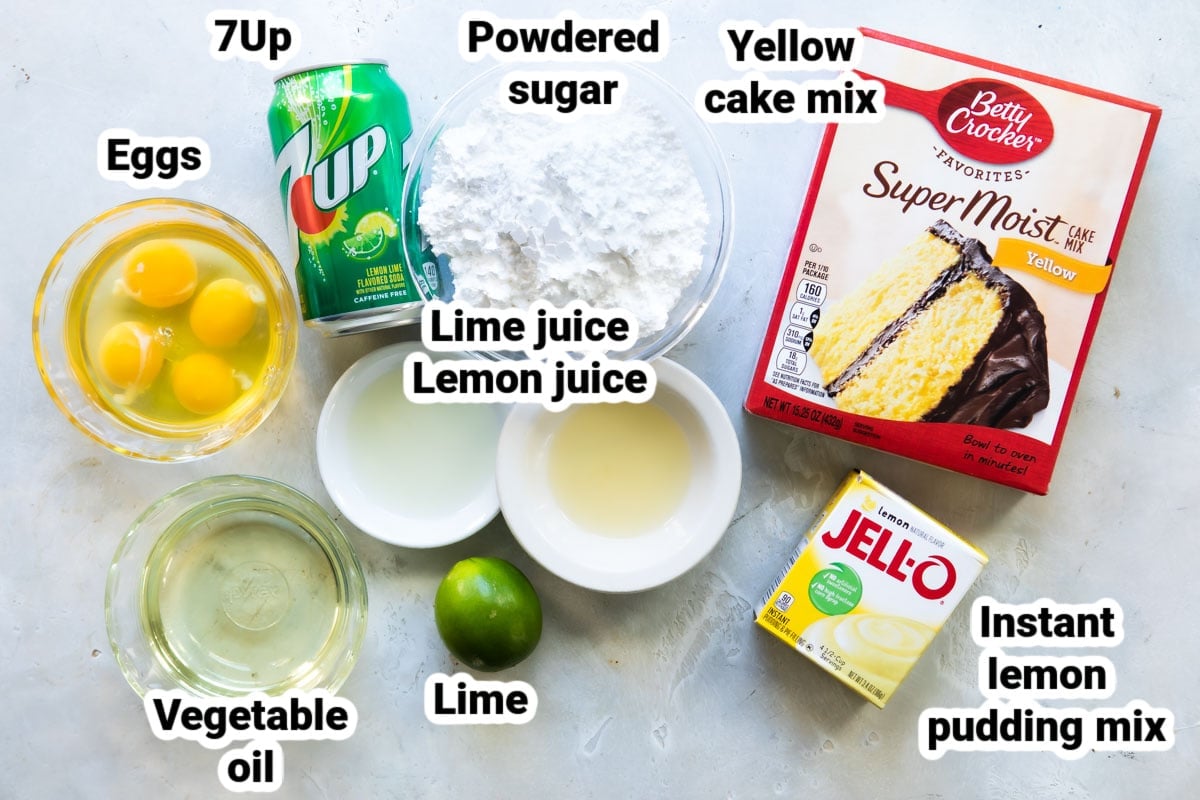 Labeled ingredients for 7IP cake.