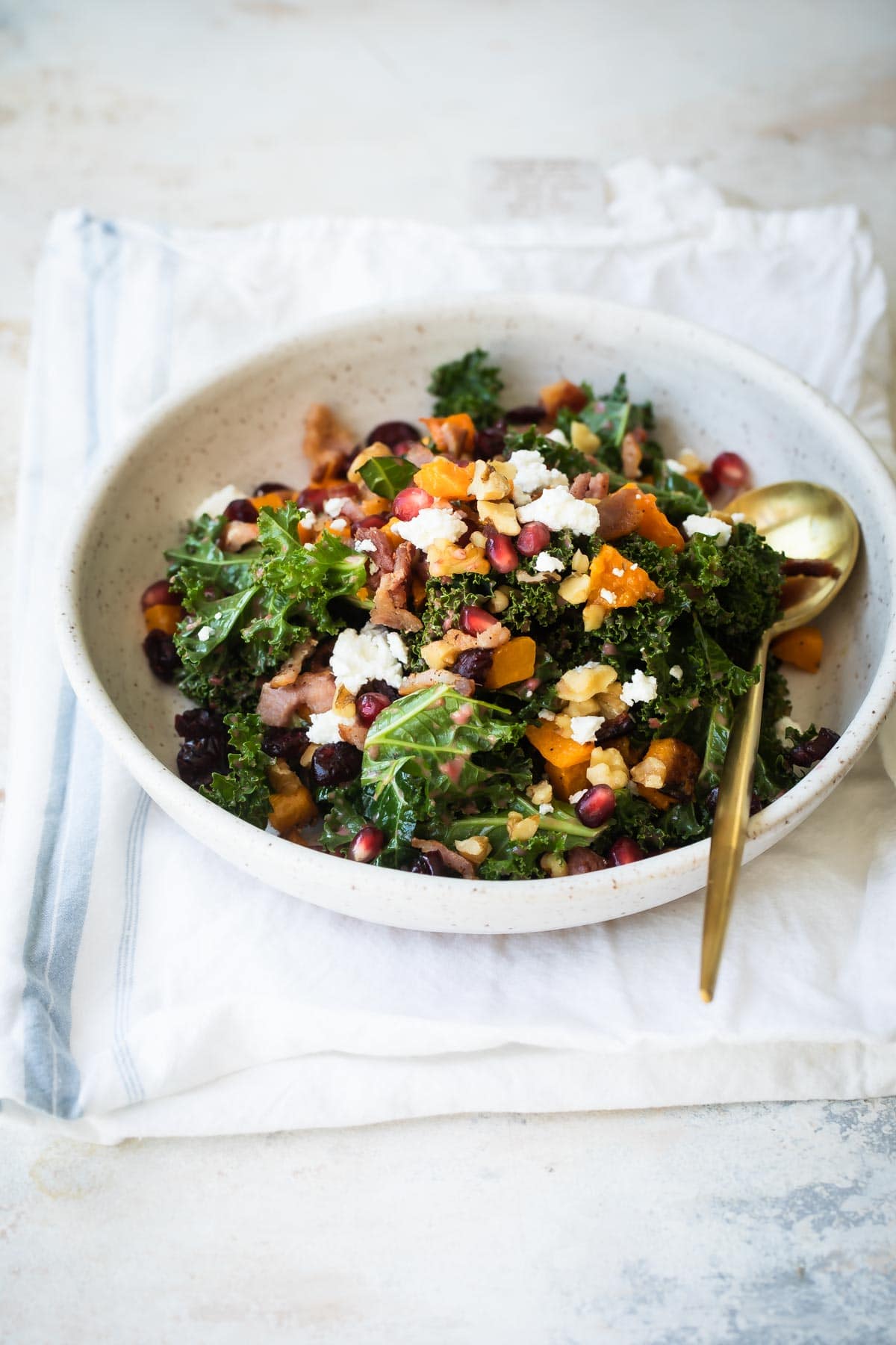 A bowl of kale salad.