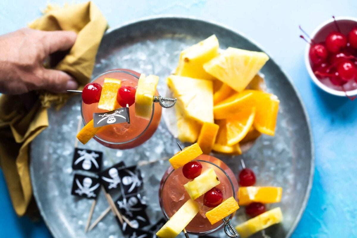 Two glasses of pirate punch.