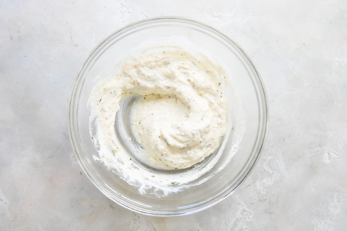 Ricotta cheese mixture for lasagna.