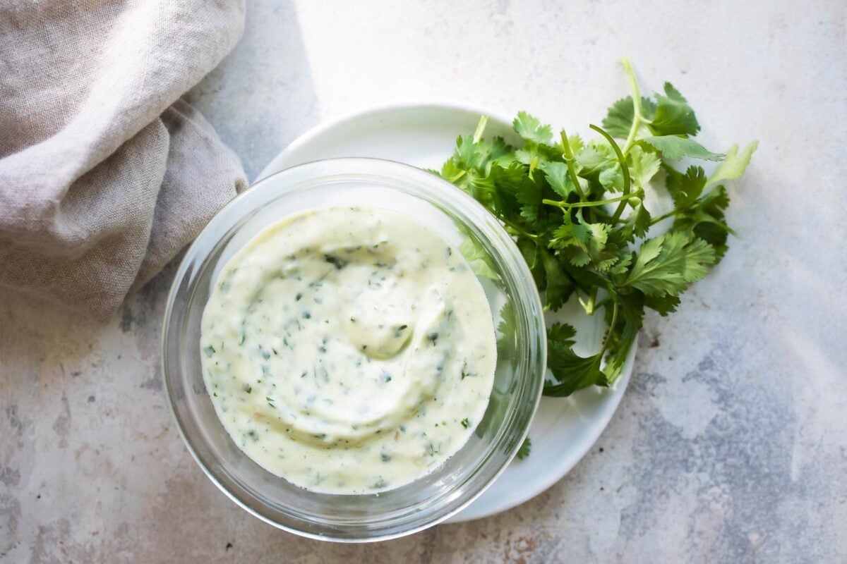A bottle of cilantro lime dressing.
