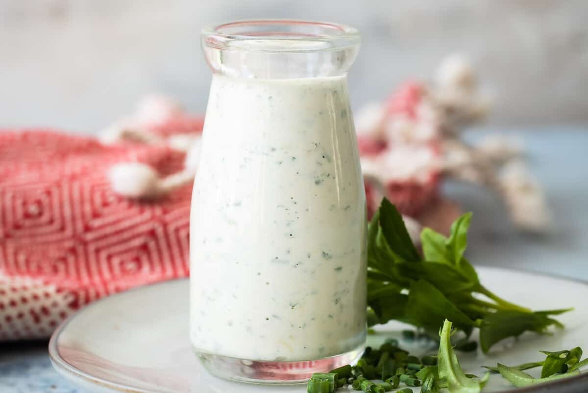 A bottle of green Goddess dressing.