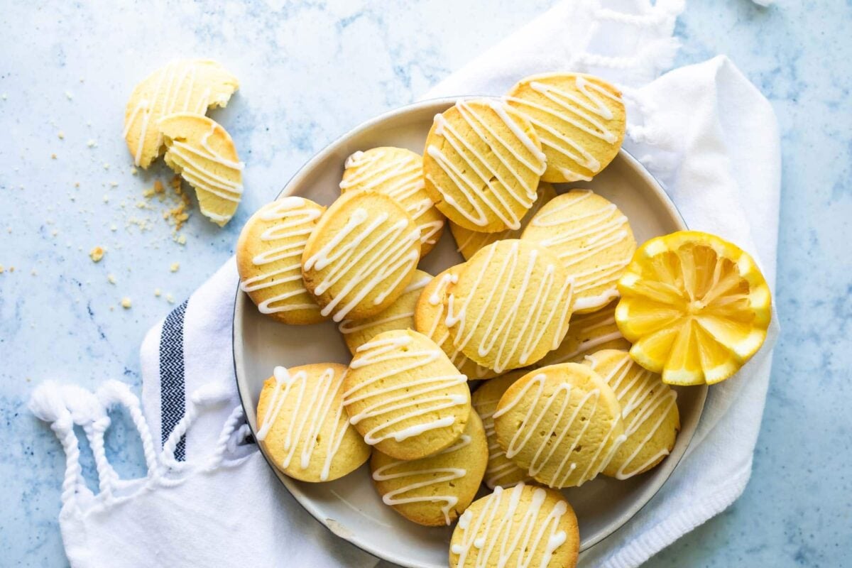 Lemon cookies on a plate.