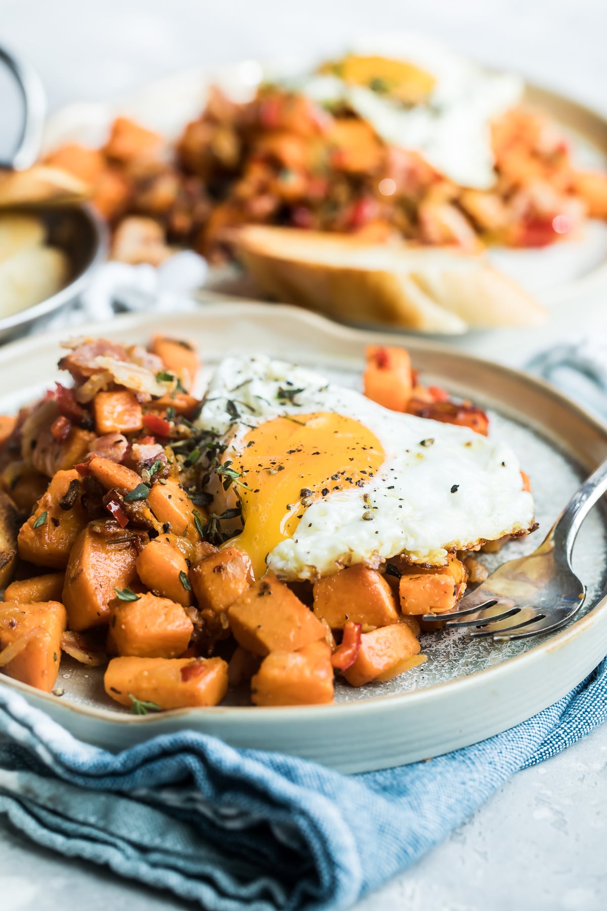 Sweet potato hash on a plate.