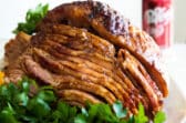 A Dr. Pepper ham on a serving platter.