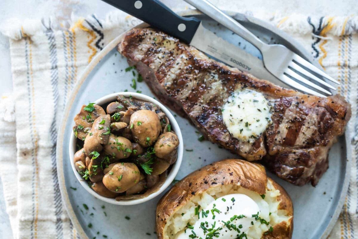 A bowl of balsamic mushrooms and onions.