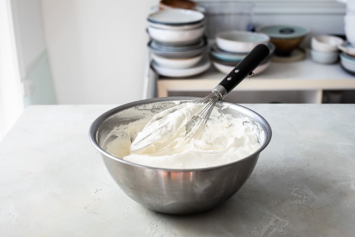 Whipped cream in a bowl.