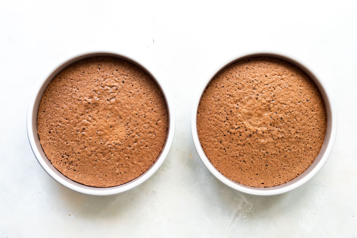 2 can pans with Black Forest Cake.
