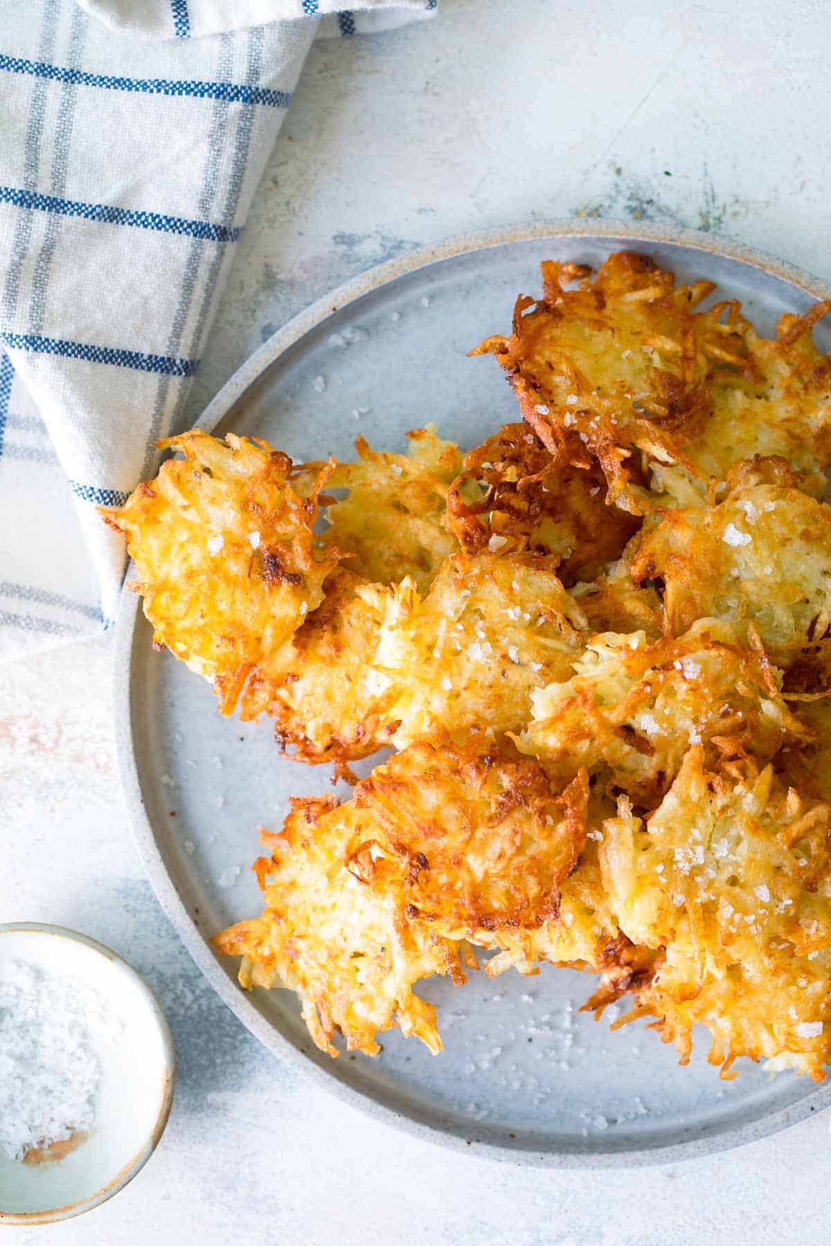 A pile of crispy potato pancakes.