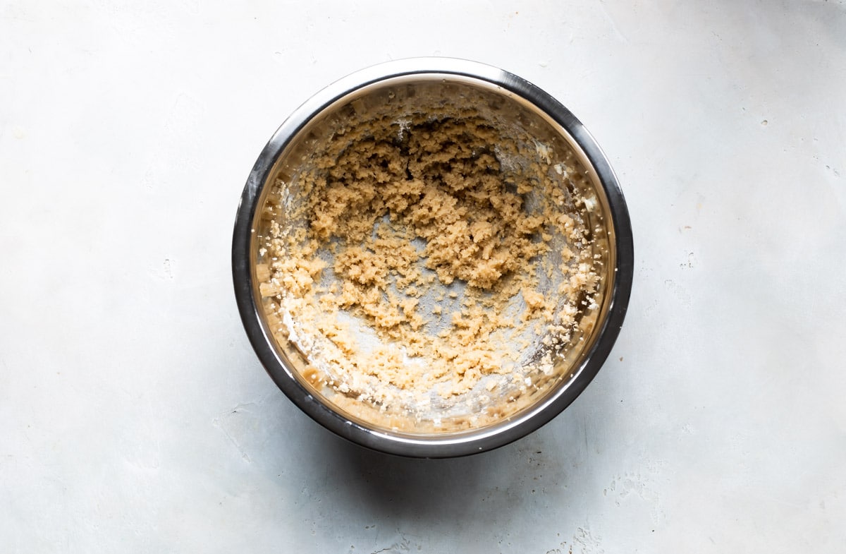 Making batter for chocolate chip banana bread.