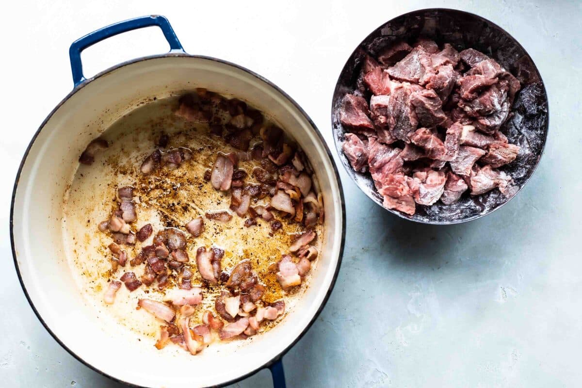 Chunks of beef for Guinness Stew.