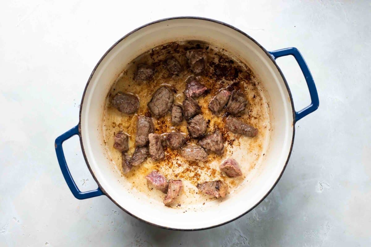 Chunks of beef for Guinness Stew.