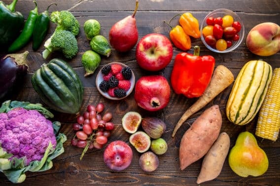 Fruits and vegetables in season for October.