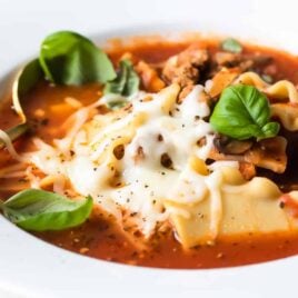 Bowls of lasagna soup.