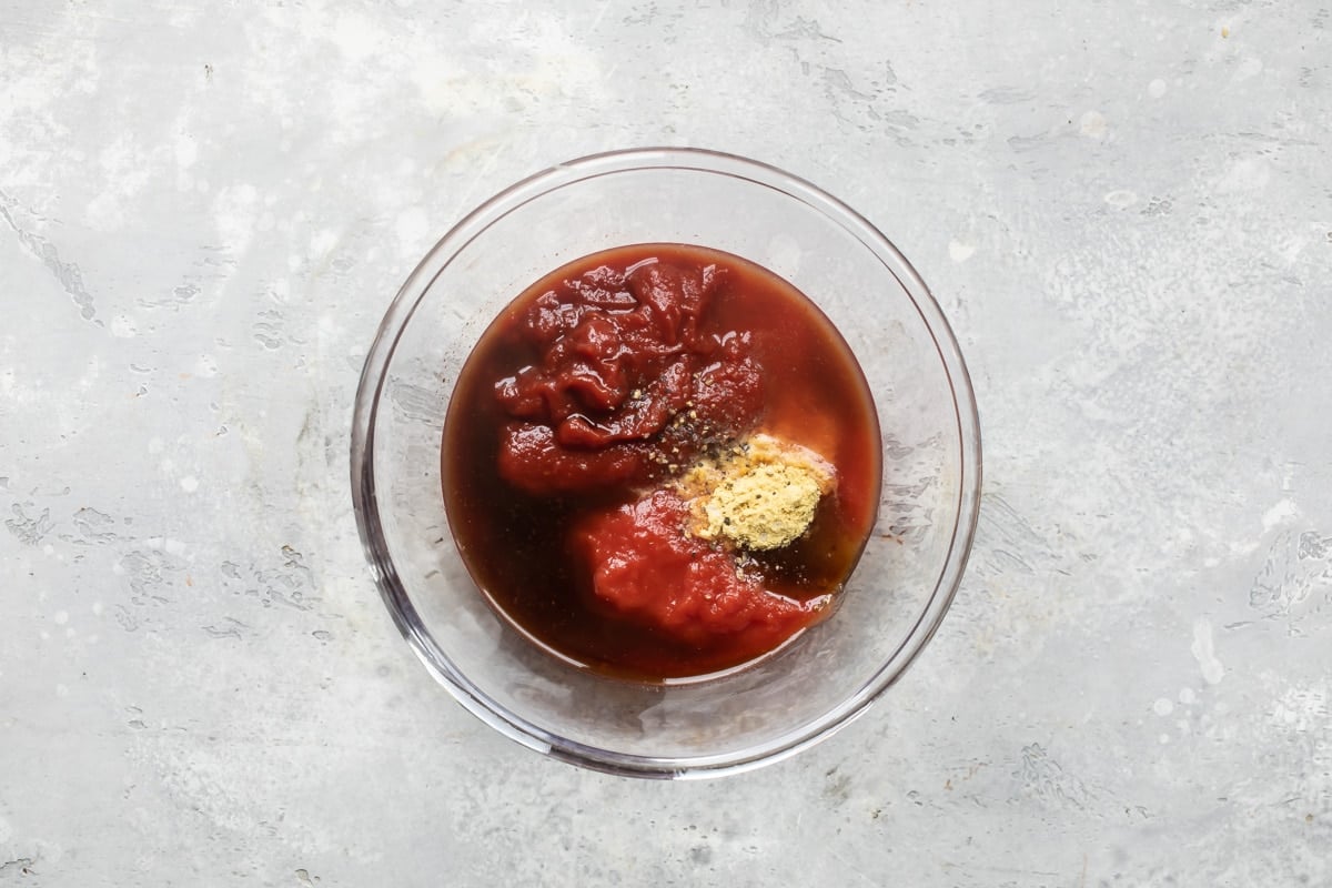 Sloppy joe sauce ingredients in a bowl.
